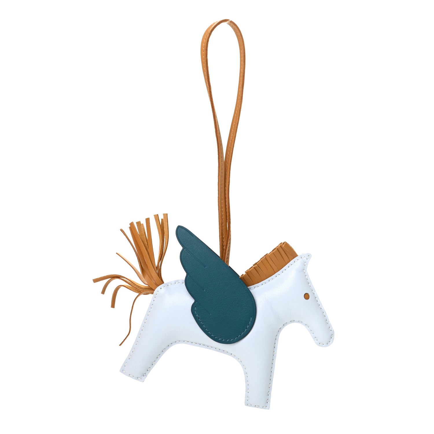 Hermes Milo Lambskin Grigri Rodeo Pegase Horse Bag Charm PM Bleu Brume Sesame Vert Bosphore 1 of 4