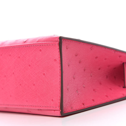 Hermes Ostrich Kelly Pochette Clutch Rose Tyrien 11 of 29