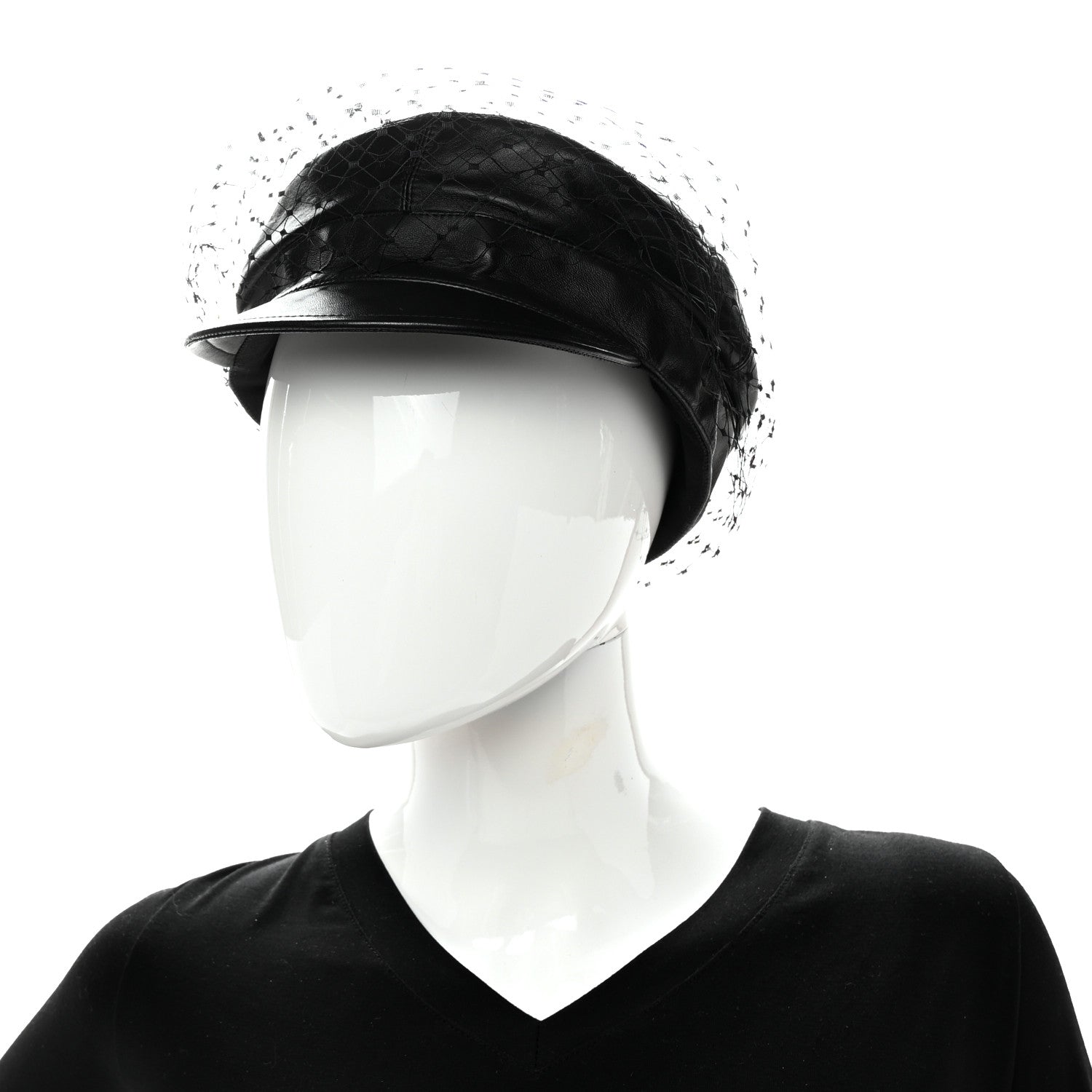 Christian Dior Calfskin Paris Revolution Cap With Veil 58 Black 2 of 11