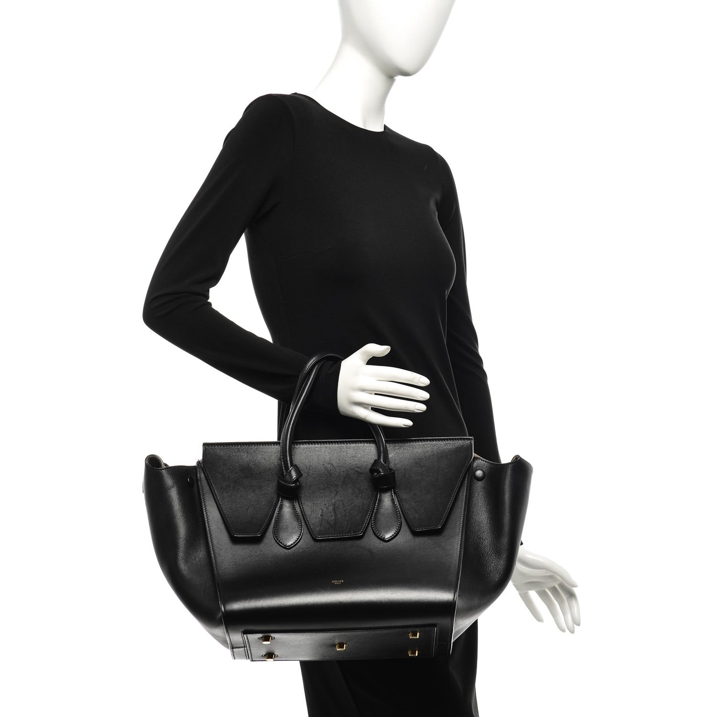 Smooth Calfskin Small Tie Knot Tote Black