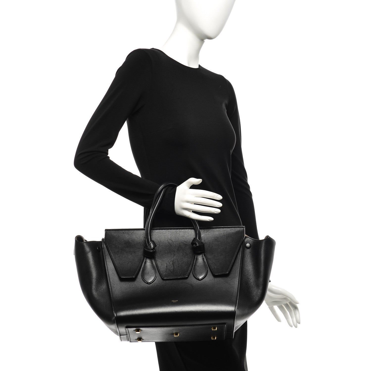 Celine Smooth Calfskin Small Tie Knot Tote Black 2 of 9