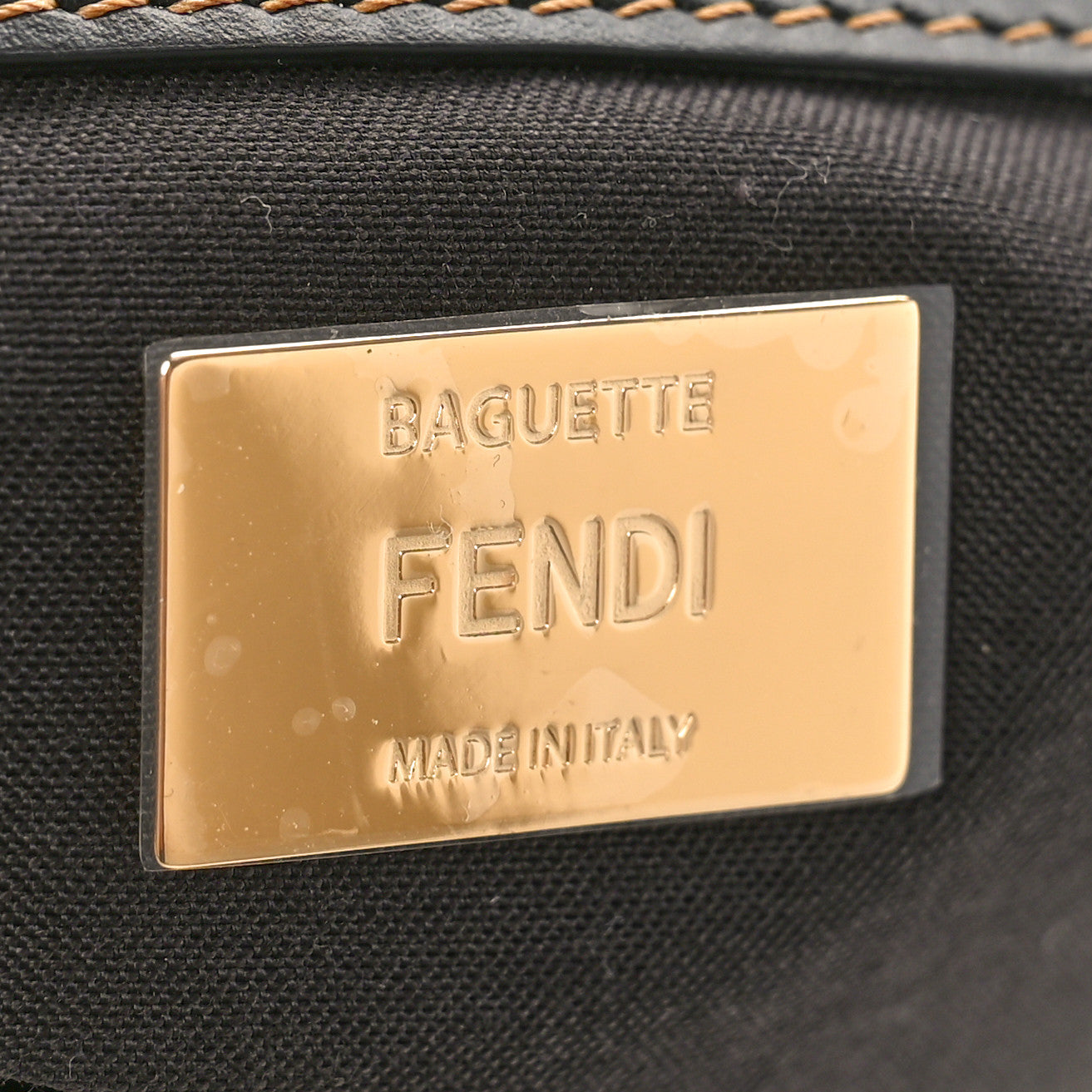Fendi Canvas Chinese New Year Tiger Embroidered Baguette Black Dark Yellow 6 of 8