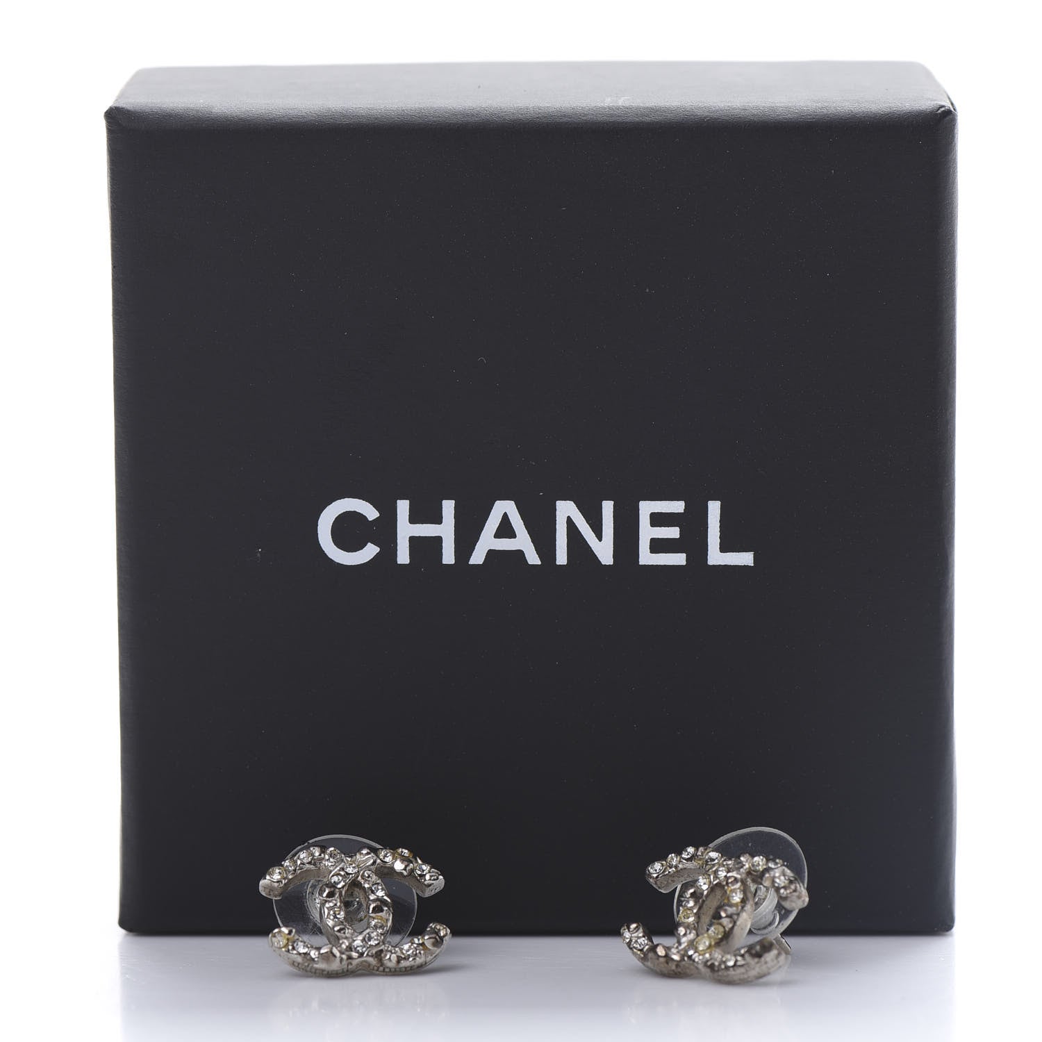 Chanel Crystal CC Earrings Silver 6 of 6