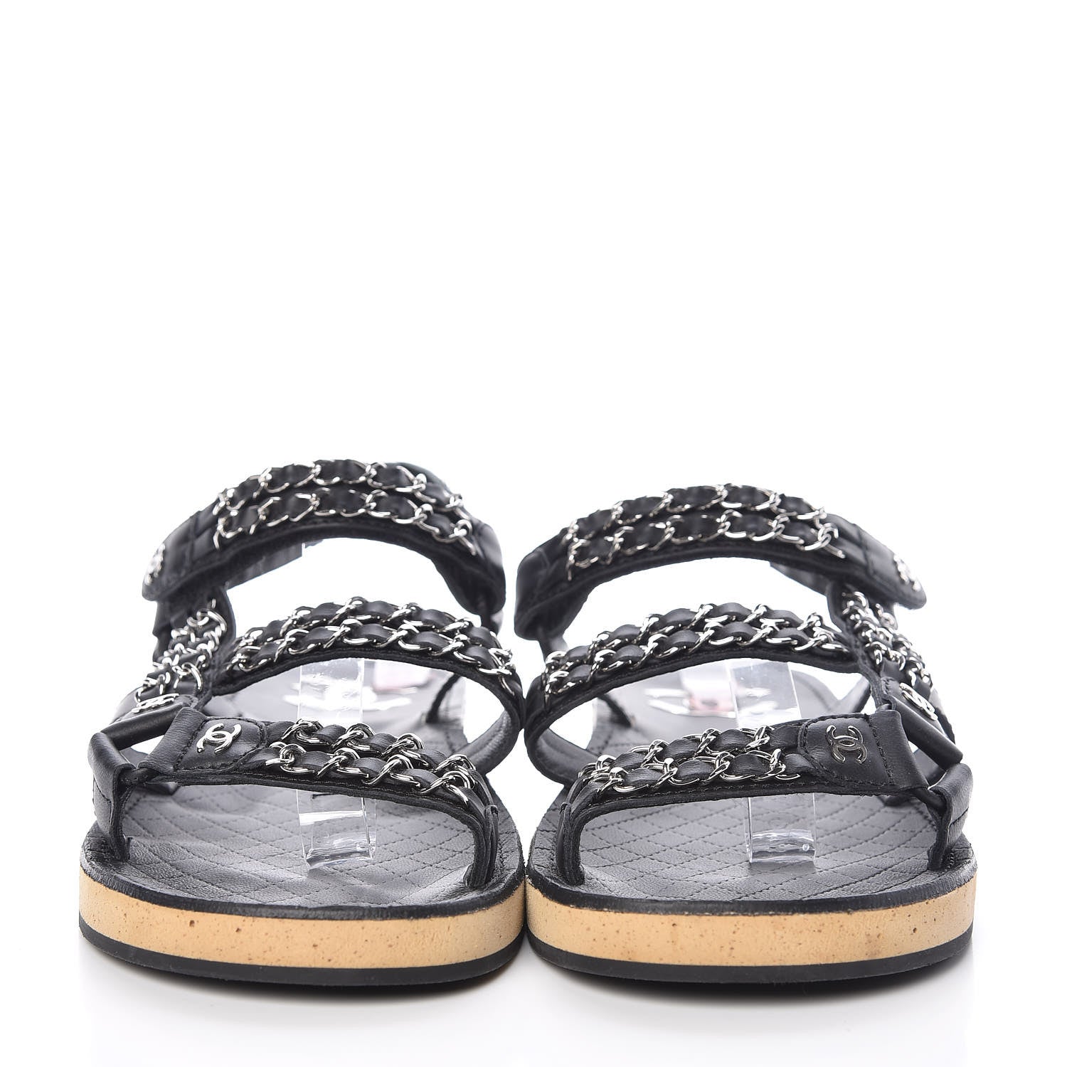 Chanel Calfskin Chain Sandals 41 Black 2 of 8