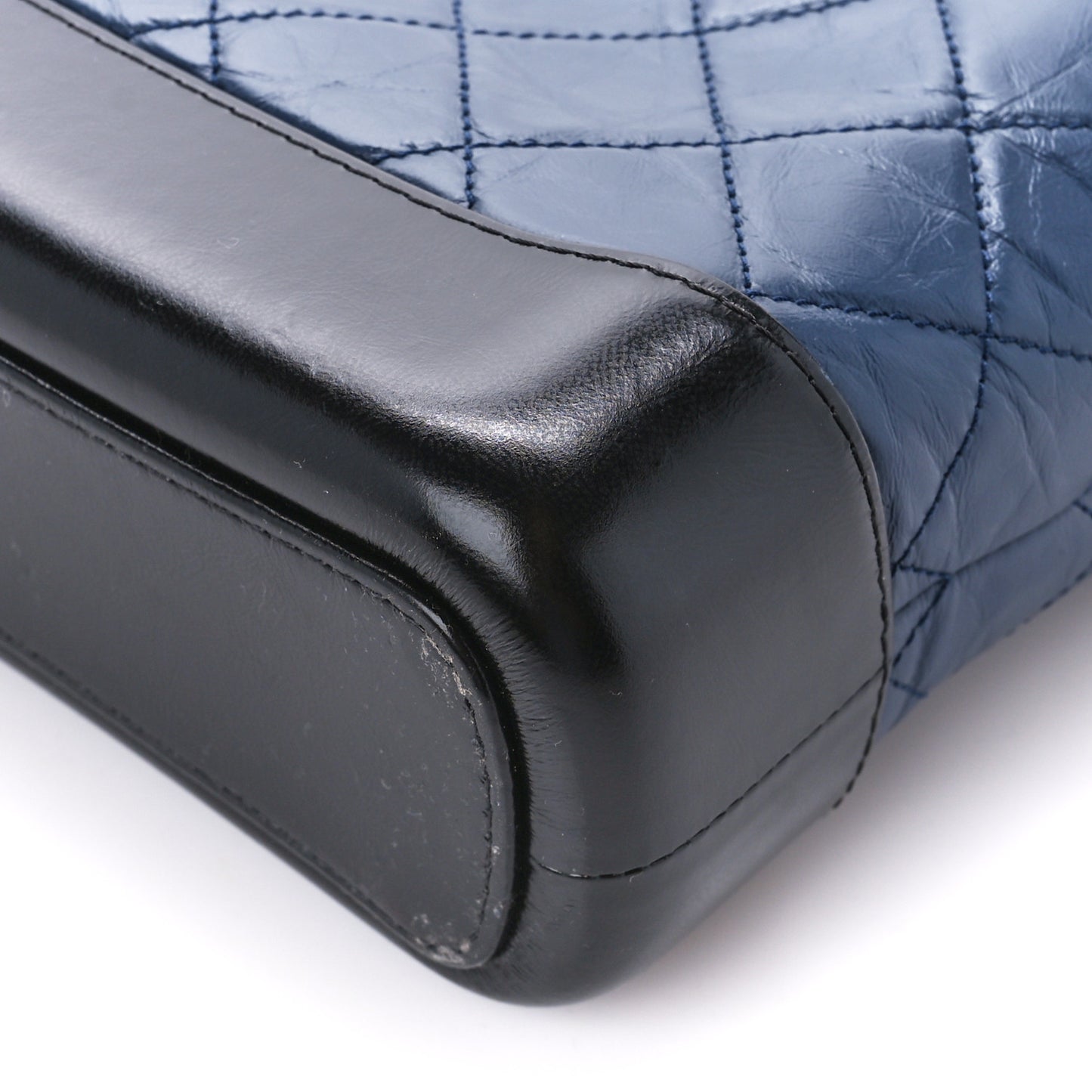 Aged Calfskin Quilted Small Gabrielle Hobo Navy Black