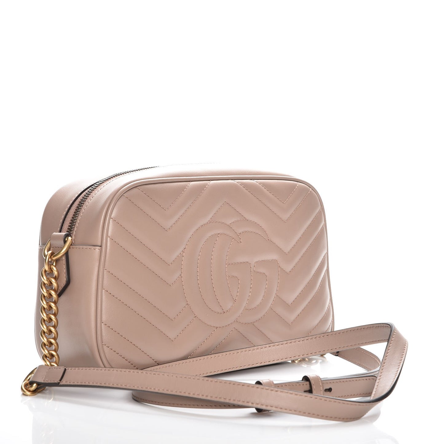 Calfskin Matelasse Small GG Marmont Chain Shoulder Bag Taupe