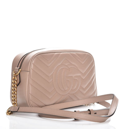 Gucci Calfskin Matelasse Small GG Marmont Chain Shoulder Bag Taupe 3 of 17