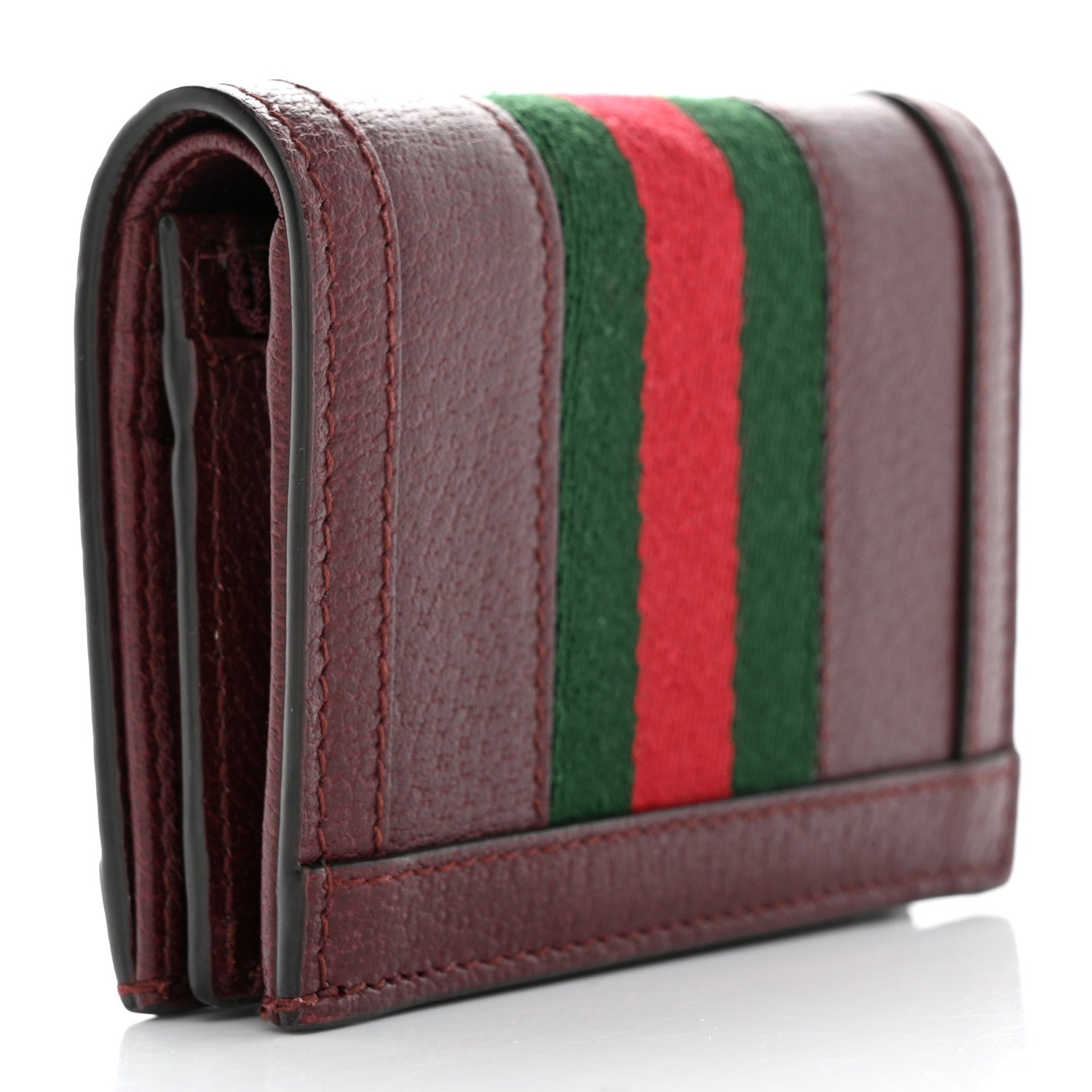 Gucci Textured Calfskin Web Ophidia Card Case Vintage Bordeaux 3 of 9