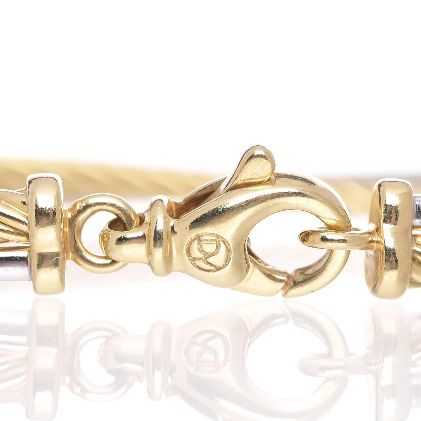 18K White Yellow Gold Diamond Crossover Bracelet