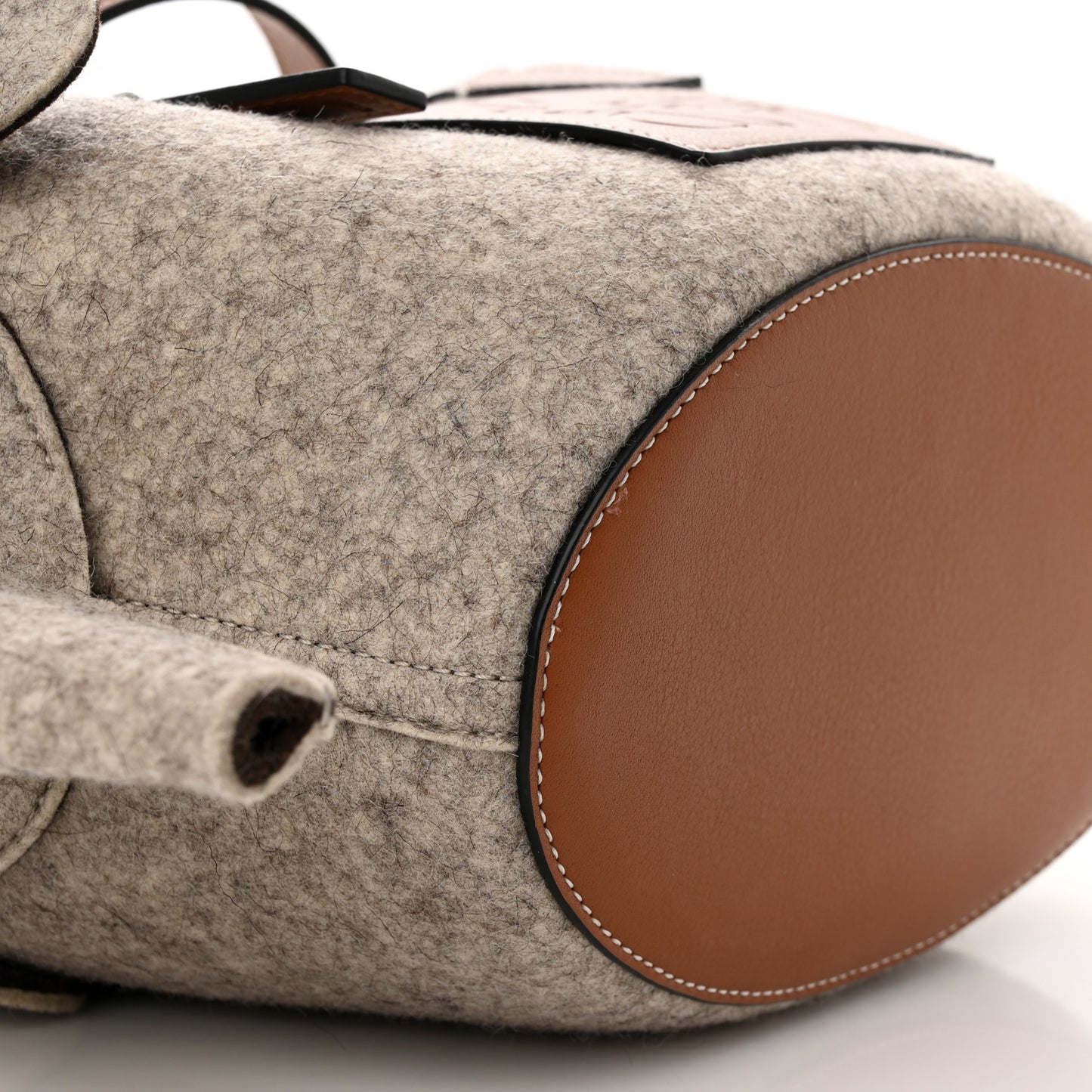 Calfskin Felt Elephant Basket Tote Beige Brown