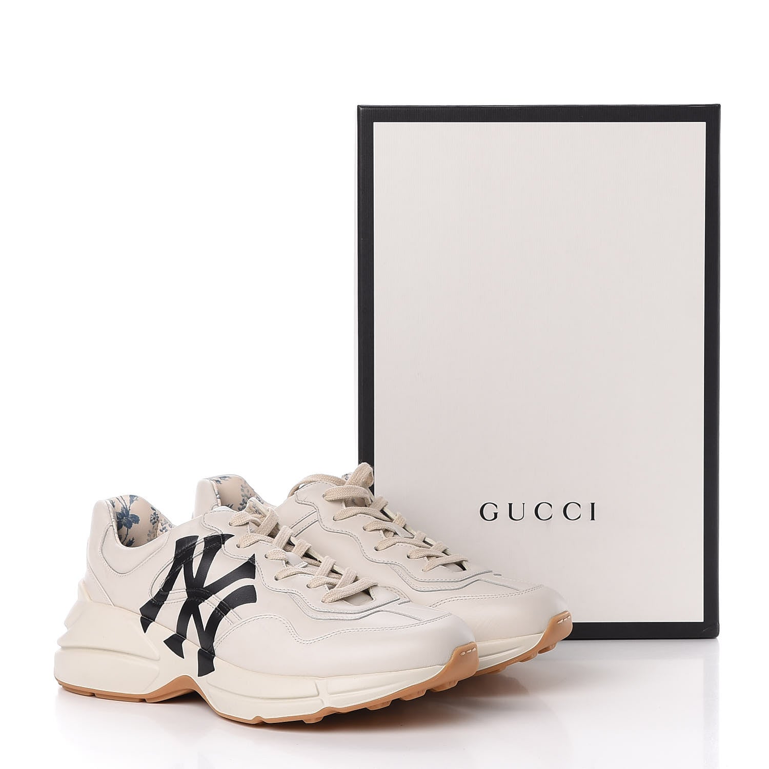 Gucci X MLB Calfskin NY Yankees Mens Rhyton Sneakers 8 Mystic White 10 of 10