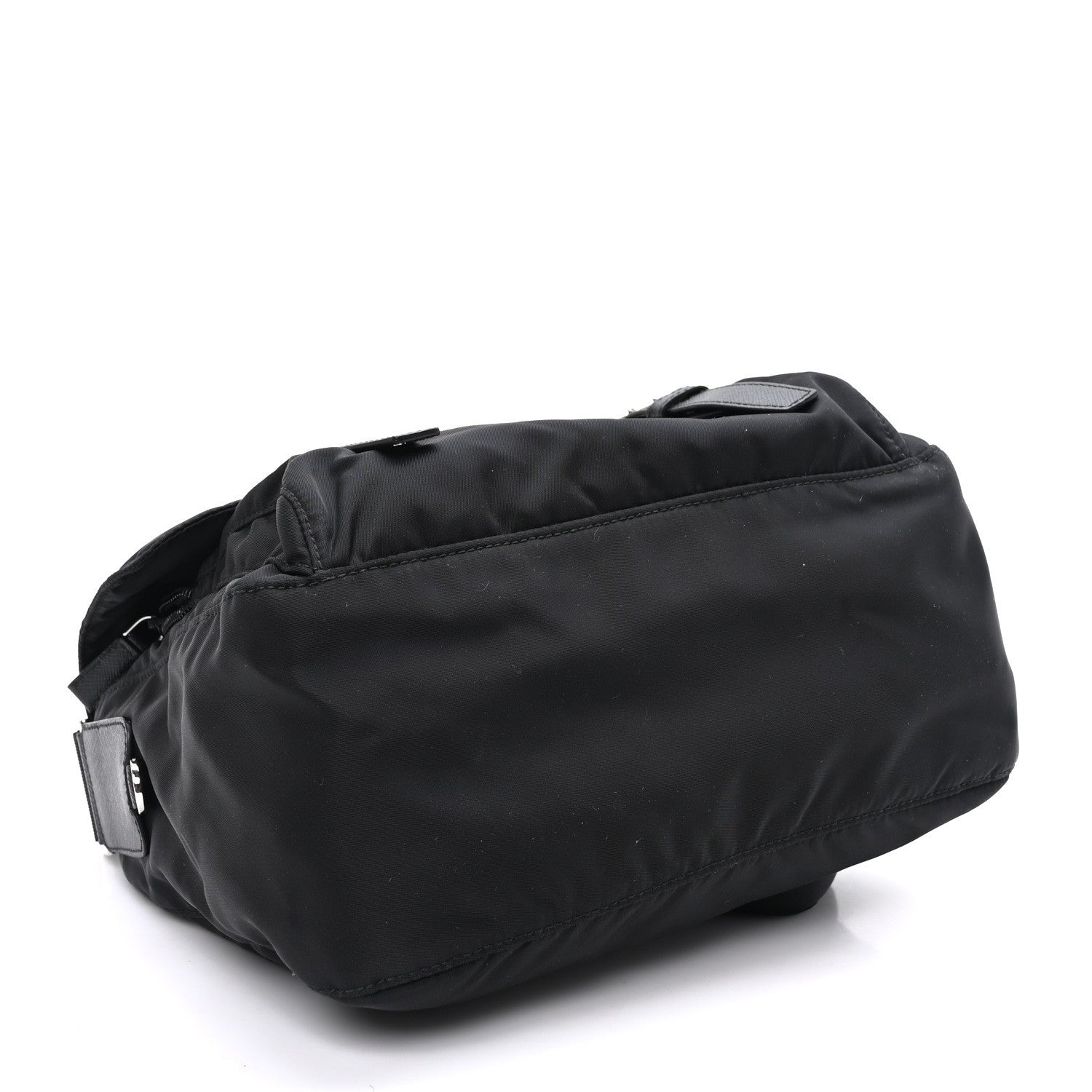 Prada Re-Nylon Vela Saffiano Pocket Double Buckle Messenger Shoulder Bag Black 4 of 11