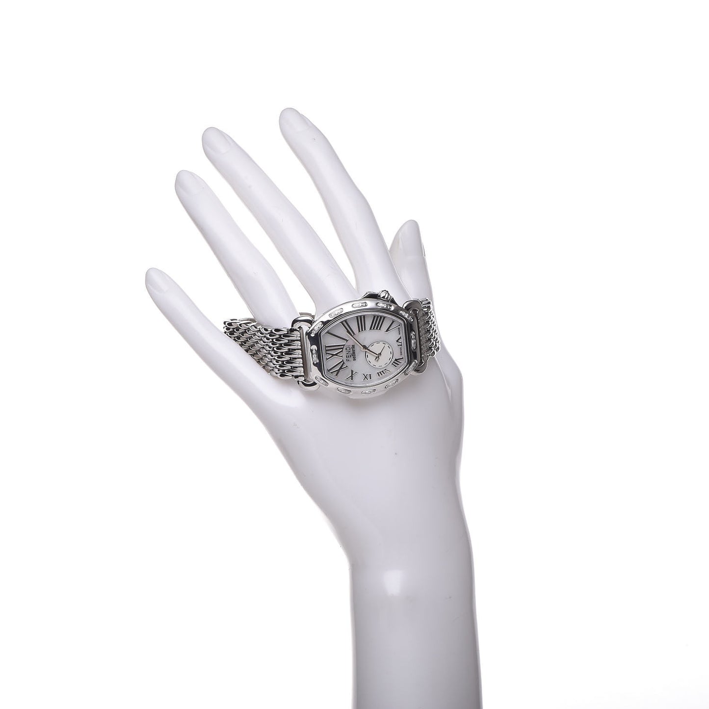 Stainless Steel Diamond Mother of Pearl 34mm Selleria Tonneau Quartz Watch