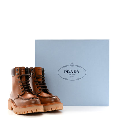 Prada Vitello Lace Up Boots 35.5 Cognac 12 of 12