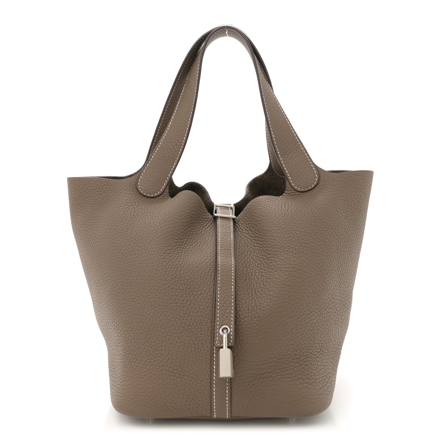 Hermes Taurillon Clemence Picotin Lock 22 MM  Etoupe 1 of 10