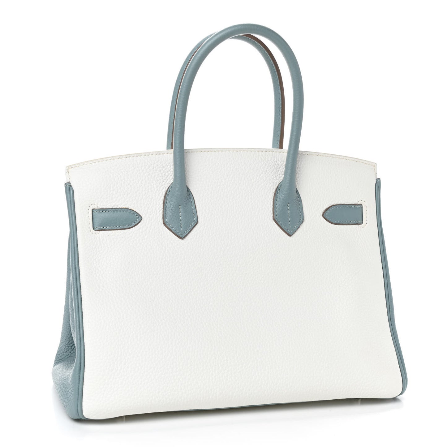 Togo Bi-Color Horseshoe Birkin 30 White Ciel