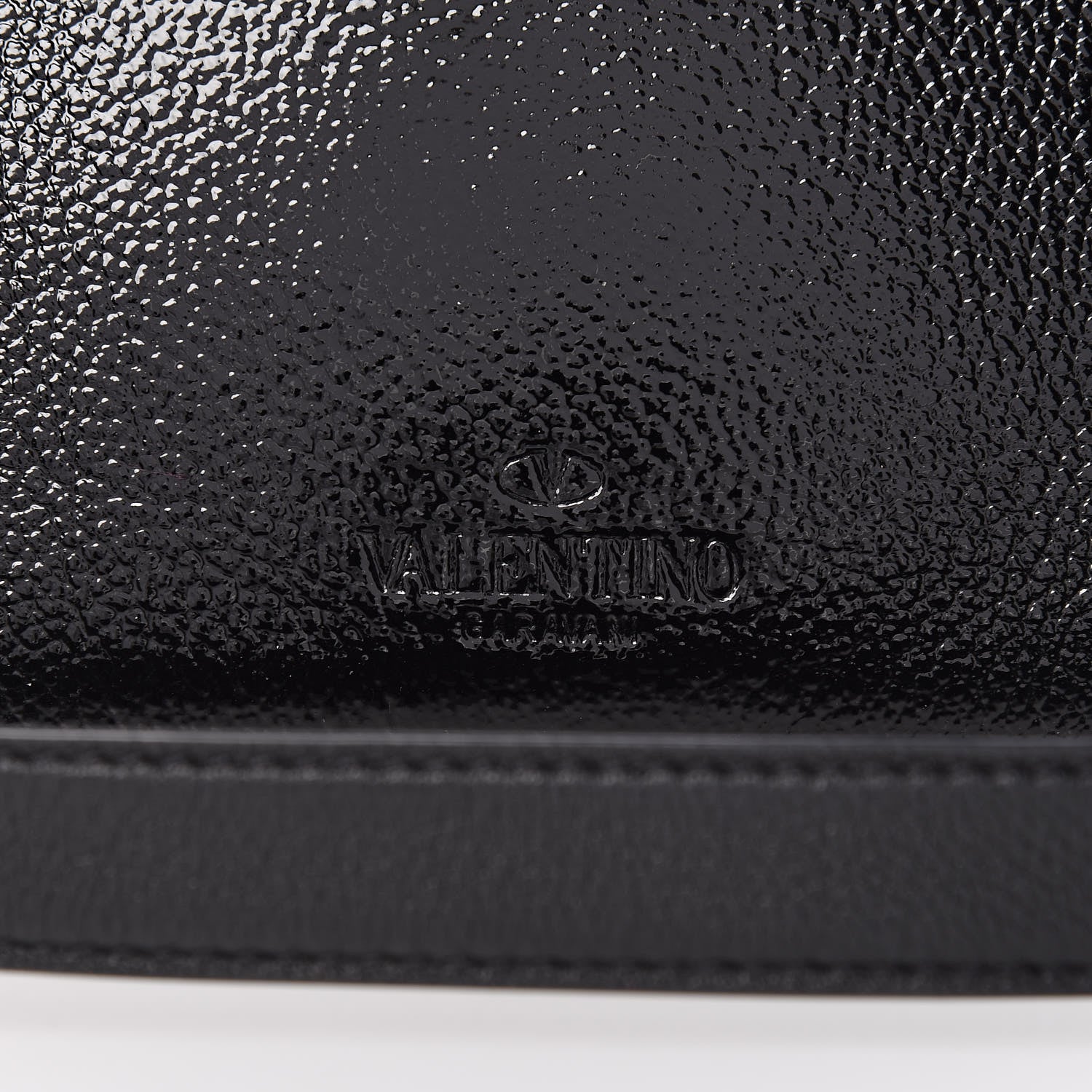 Valentino Garavani Patent Pebbled Calfskin Small Demilune Double Handle Satchel Black 11 of 11