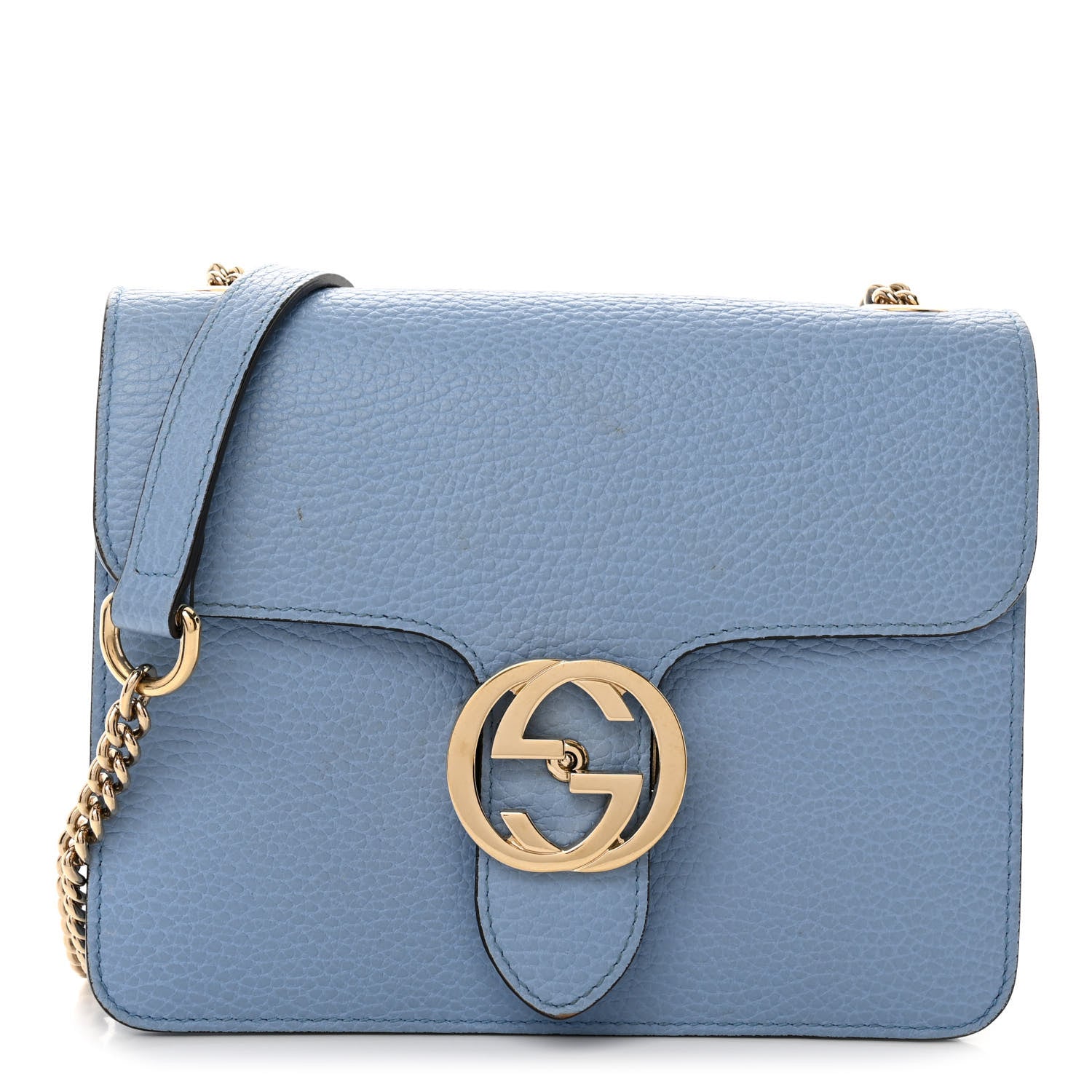 Gucci Dollar Calfskin Small Interlocking G Shoulder Bag Mineral Blue 1 of 11