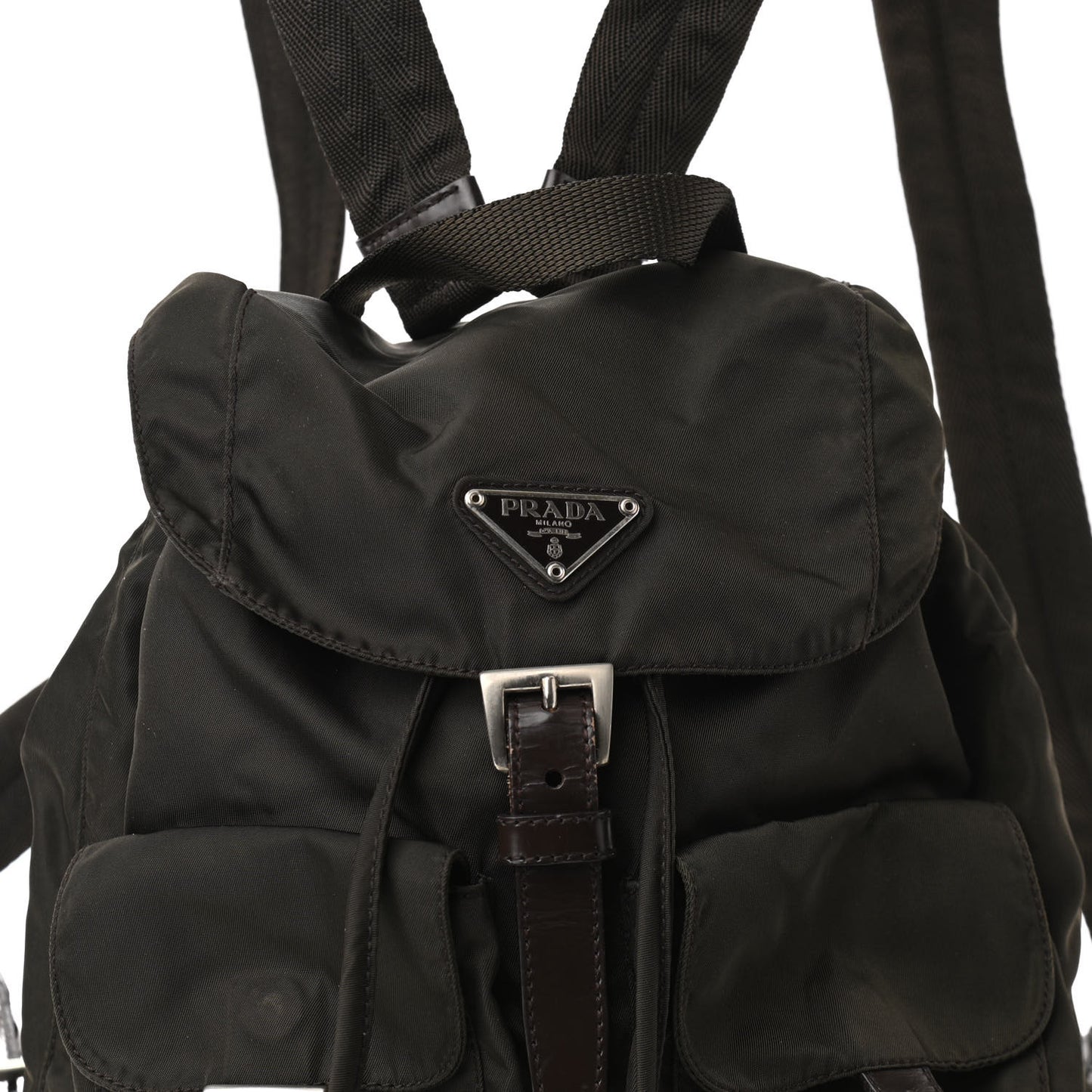 Tessuto Nylon Vela Small Backpack Black Dark Green