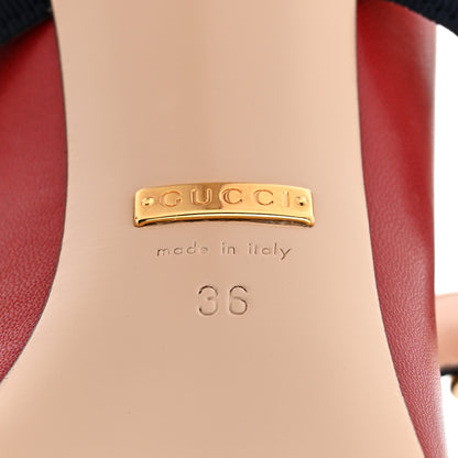 Gucci Malaga Kid Sylvie Web Mid Heel Pumps 36 Hibiscus Red 8 of 9