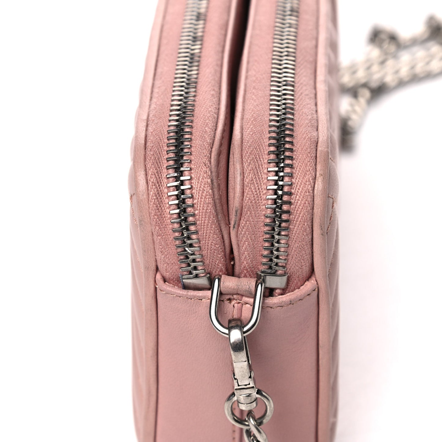 Nappa Impunture Diagramme Mini Double Zip Chain Crossbody Bag Orchidea
