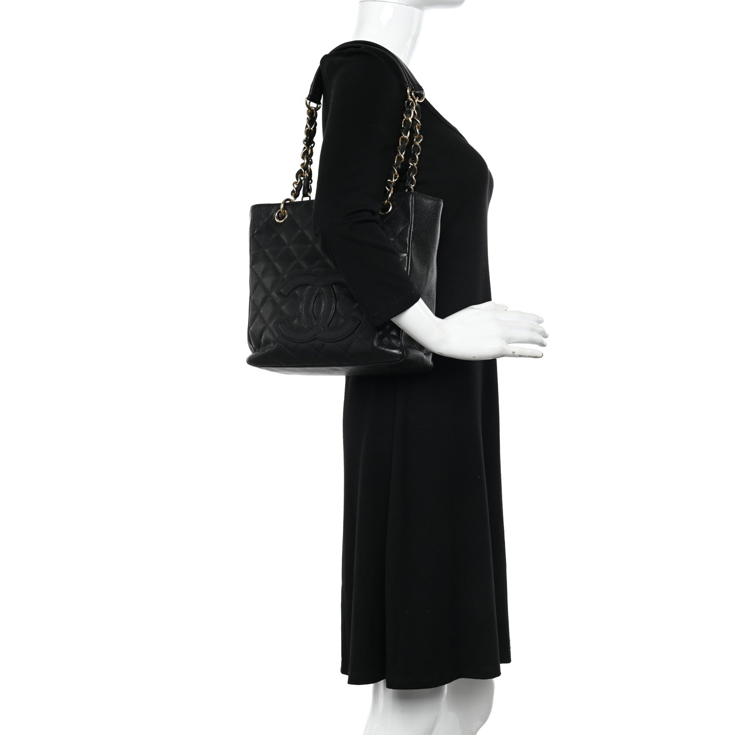 Chanel Caviar Quilted Petit Shopping Tote PST Black 2 of 10