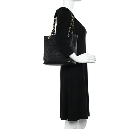 Chanel Caviar Quilted Petit Shopping Tote PST Black 2 of 10