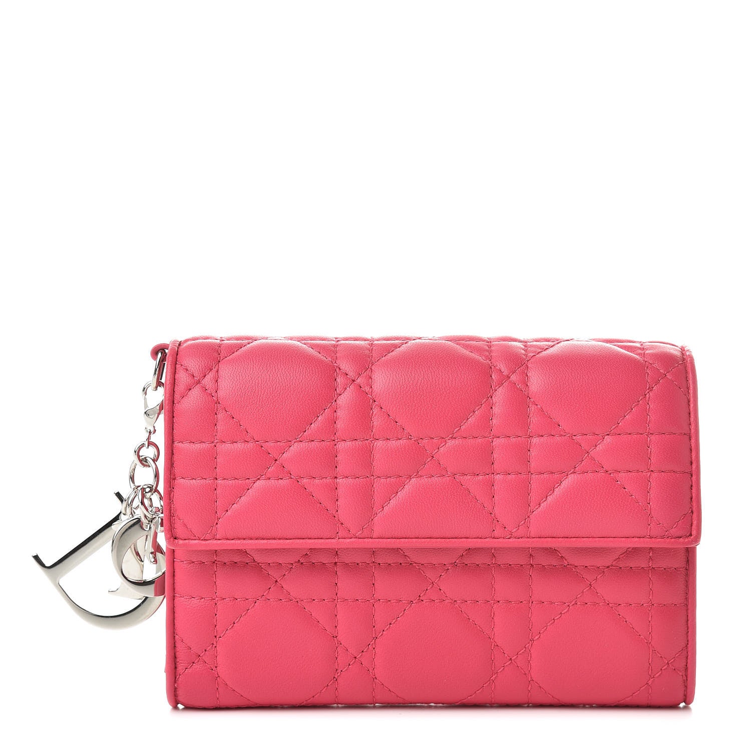 Christian Dior Lambskin Cannage Lady Dior Explorateur Wallet Fuchsia 1 of 9