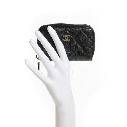 Chanel Caviar Quilted Zip Coin Purse Black 2 of 8