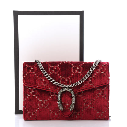 Gucci Velvet GG Monogram Mini Dionysus Chain Wallet Red Cipria 11 of 11
