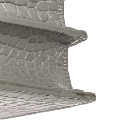 Saint Laurent Calfskin Crocodile Embossed Medium Monogram Sunset Gris Perle 13 of 14