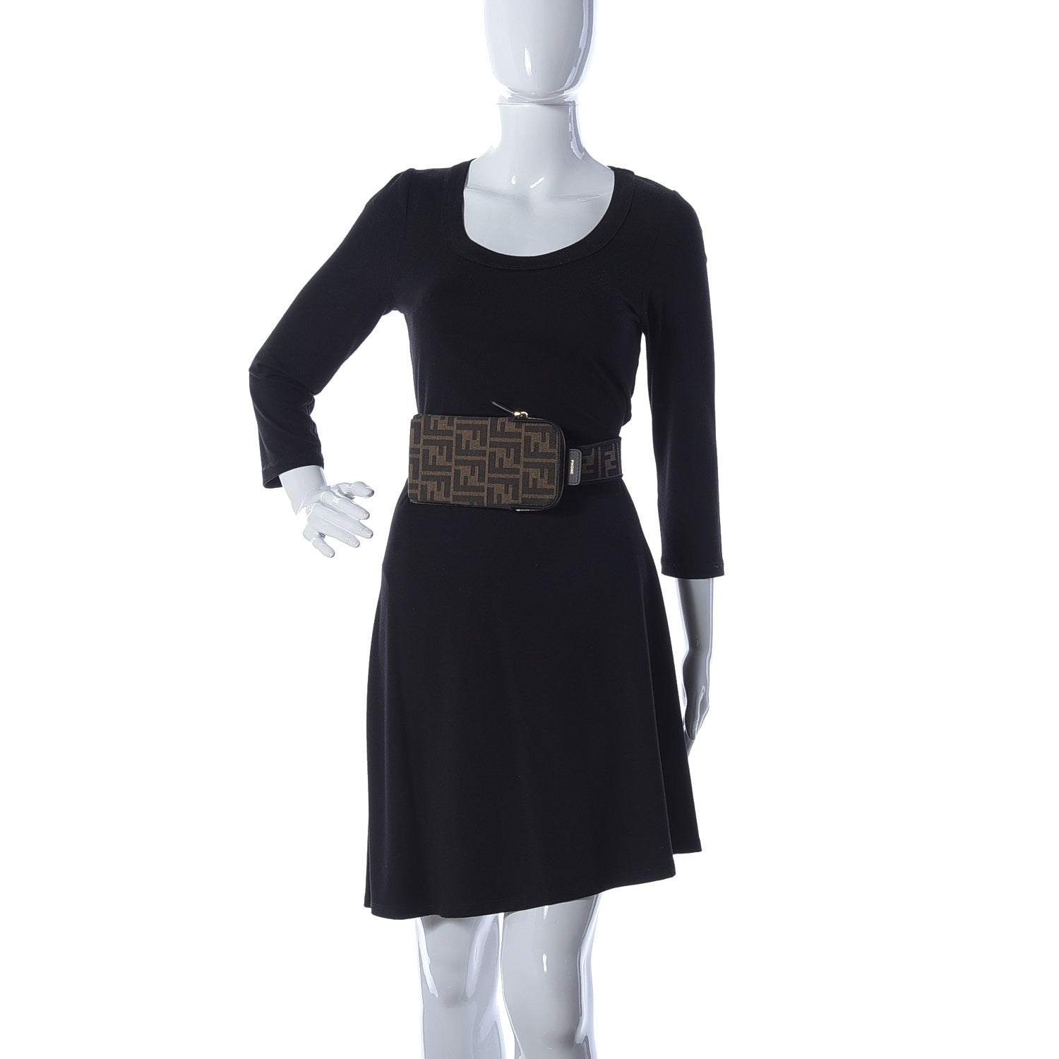 Fendi Fabric Jacquard FF 1974 Cell Pocket Strap You Tobacco Moro Black 3 of 11
