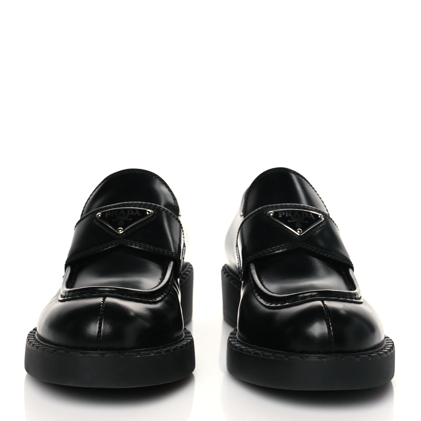 Spazzolato Metal Triangle Logo 50mm Loafers 37.5 Black