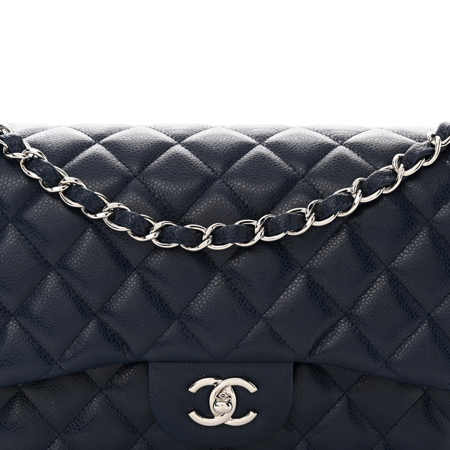 Chanel Caviar Quilted Jumbo Double Flap Navy Blue 8 of 10