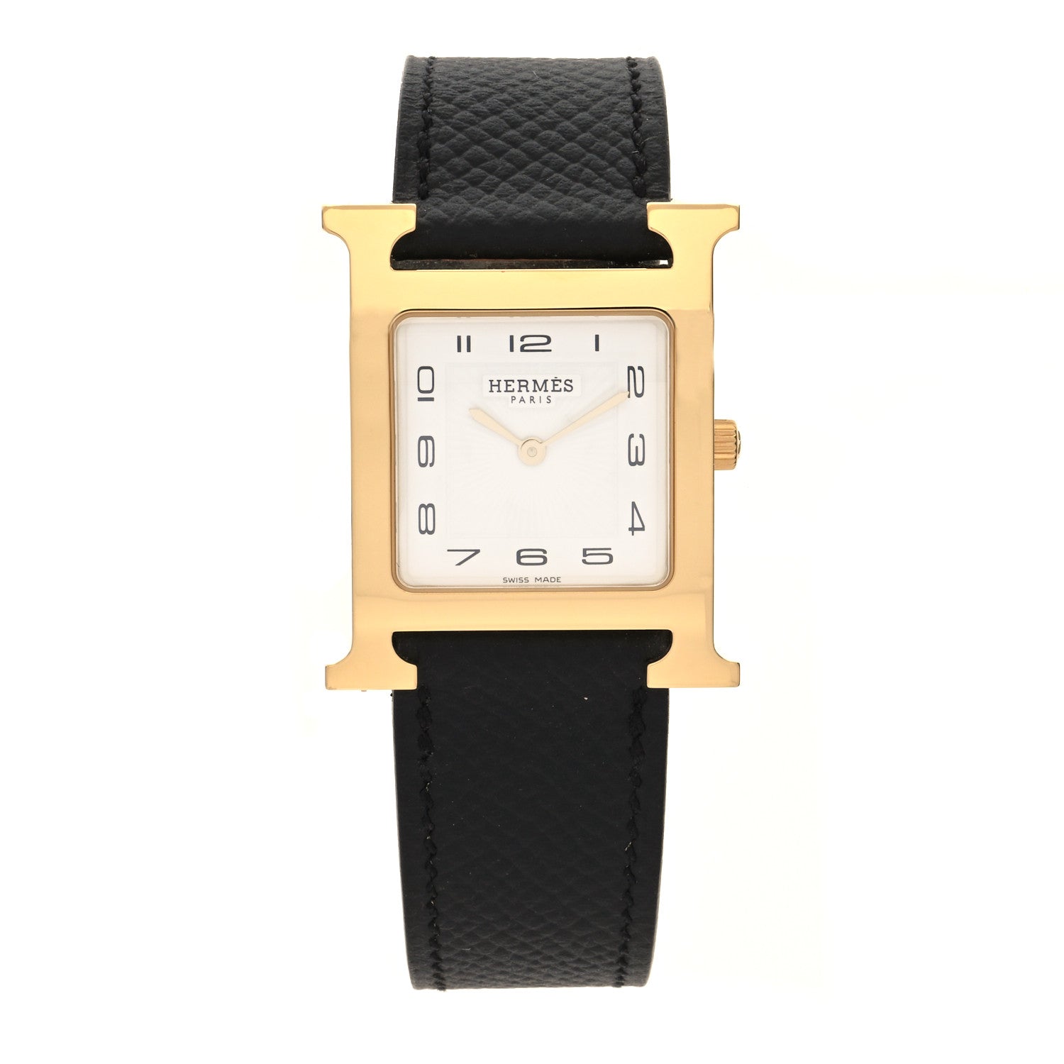 Hermes Stainless Steel Epsom 26mm Heure H Hour Quartz Watch Noir 1 of 5