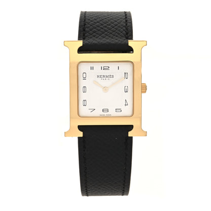Hermes Stainless Steel Epsom 26mm Heure H Hour Quartz Watch Noir 1 of 5