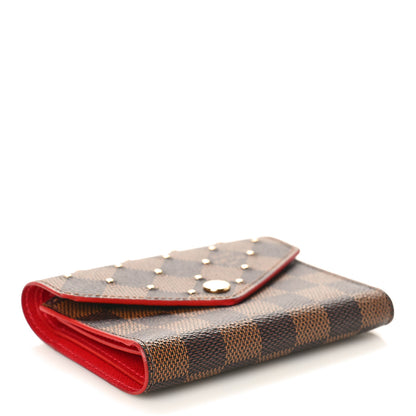 Louis Vuitton Damier Ebene Studded Victorine Wallet Cherry 4 of 8