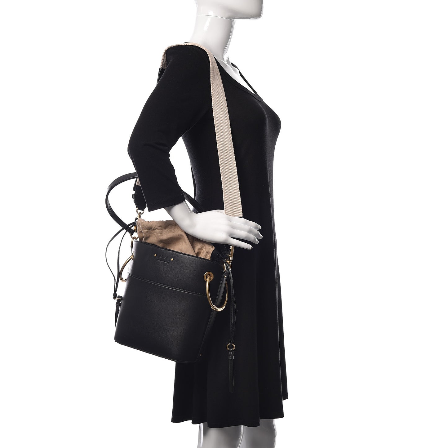 Smooth Calfskin Small Roy Bucket Bag Black