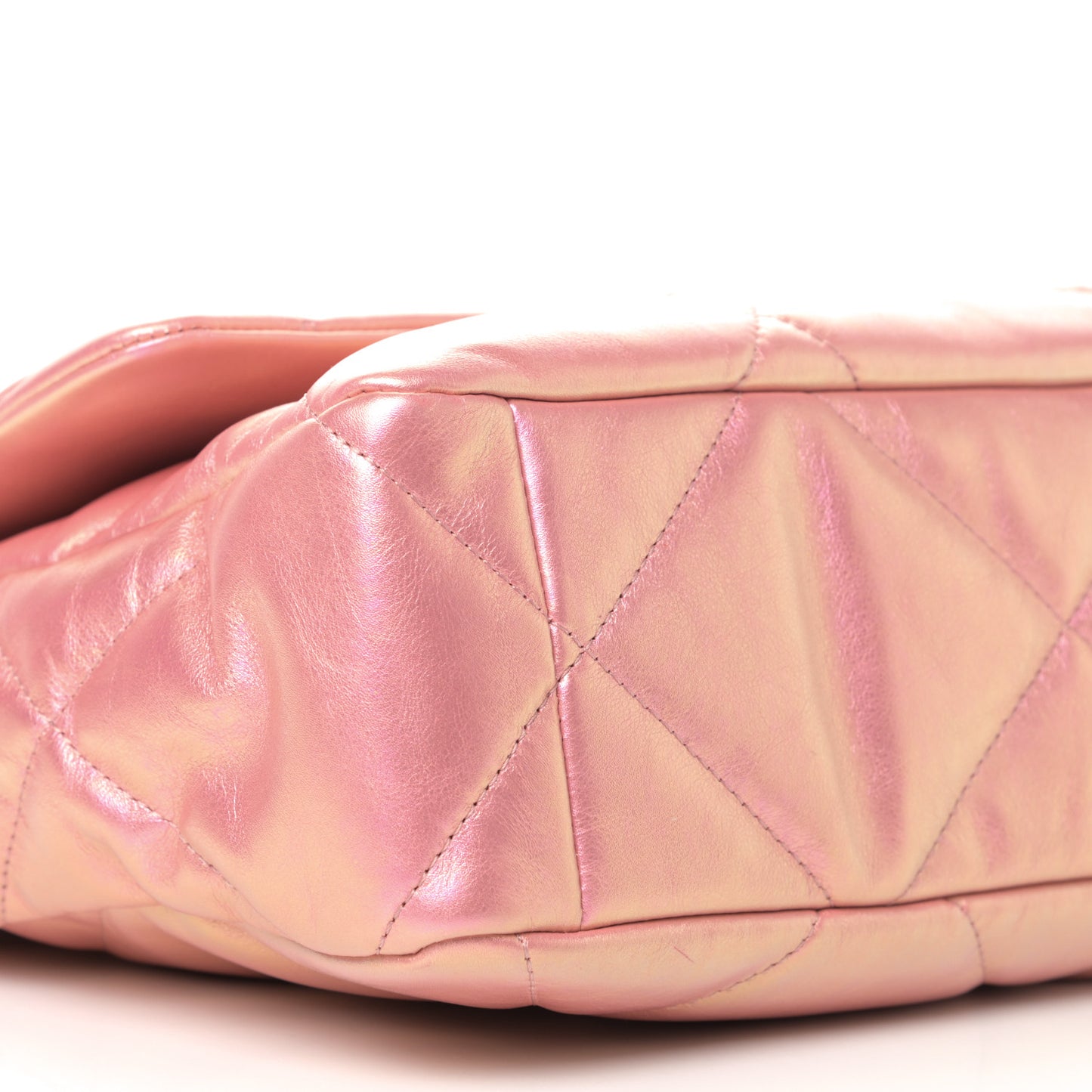Iridescent Calfskin Quilted Large Chanel 19 Flap Pink
