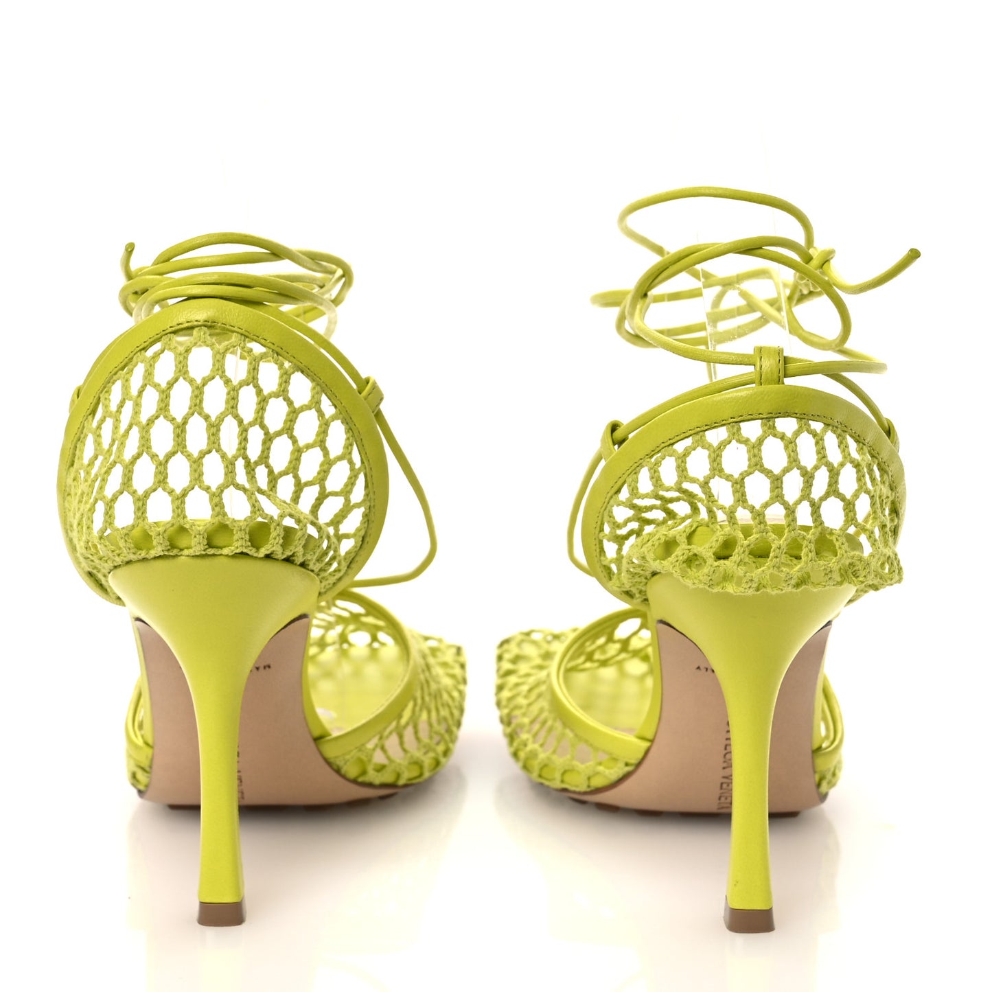 Mesh Nappa Stretch Ankle Tie Sandals 39 Kiwi