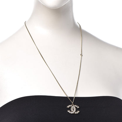Chanel Crystal Pearl CC Pendant Necklace Gold 2 of 6