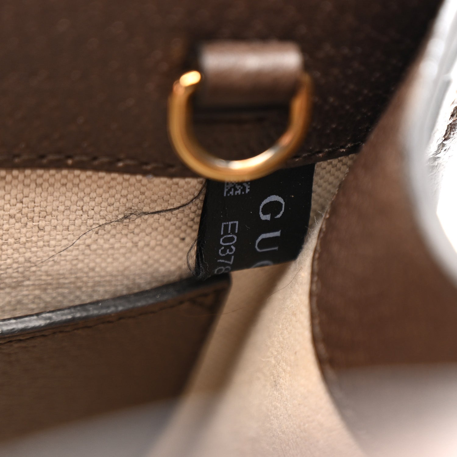 Gucci Monogram Jumbo GG Textured Dollar Calfskin Web Mini Vertical Tote Camel Ebony New Acero 7 of 11