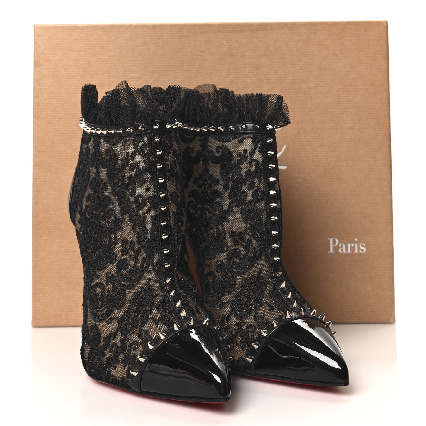 Lace Studded Pigalle 100 Booties 39.5 Black