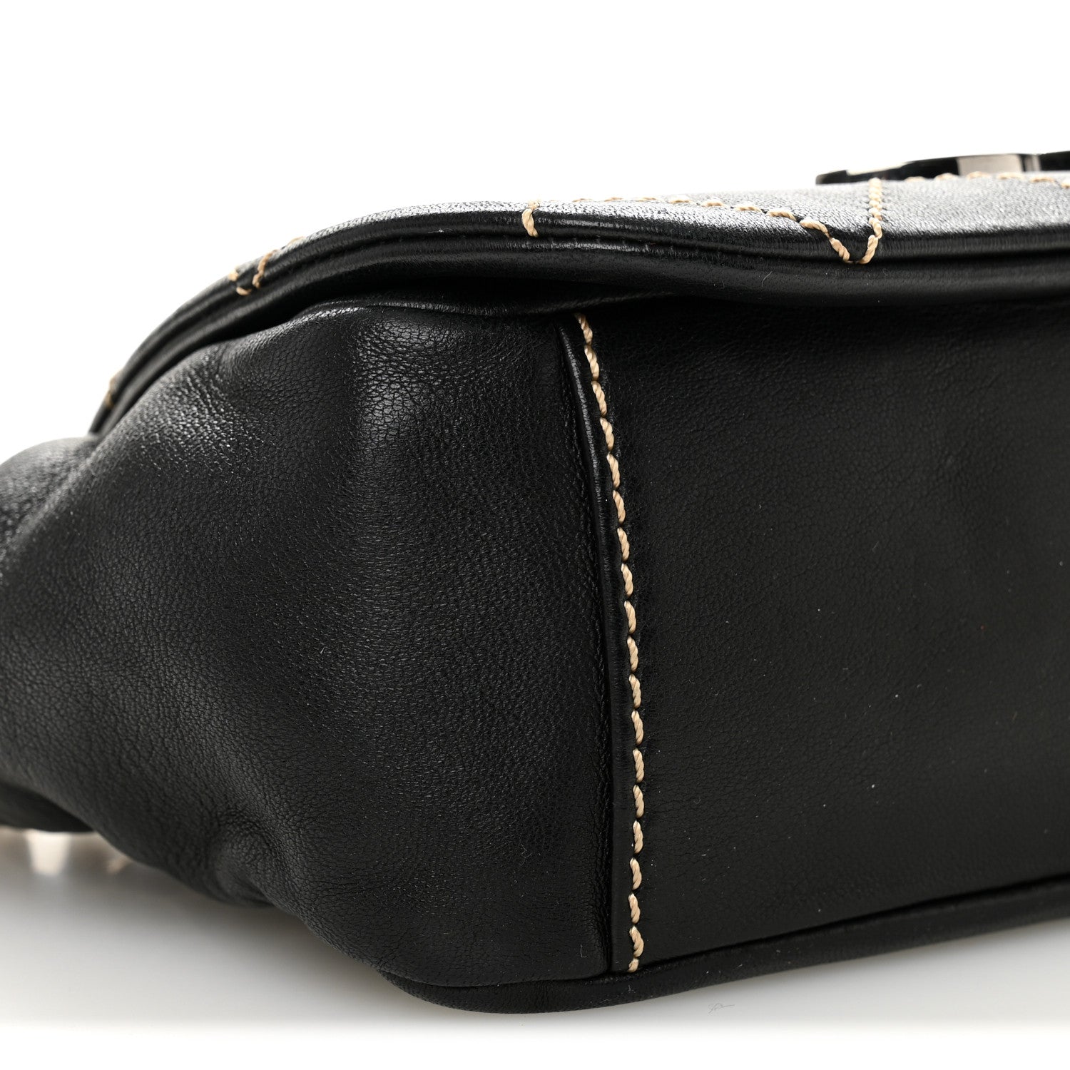 Chanel Lambskin Contrast Stitch Small Surpique Accordion Flap Black 9 of 11