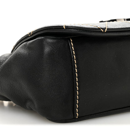 Chanel Lambskin Contrast Stitch Small Surpique Accordion Flap Black 9 of 11