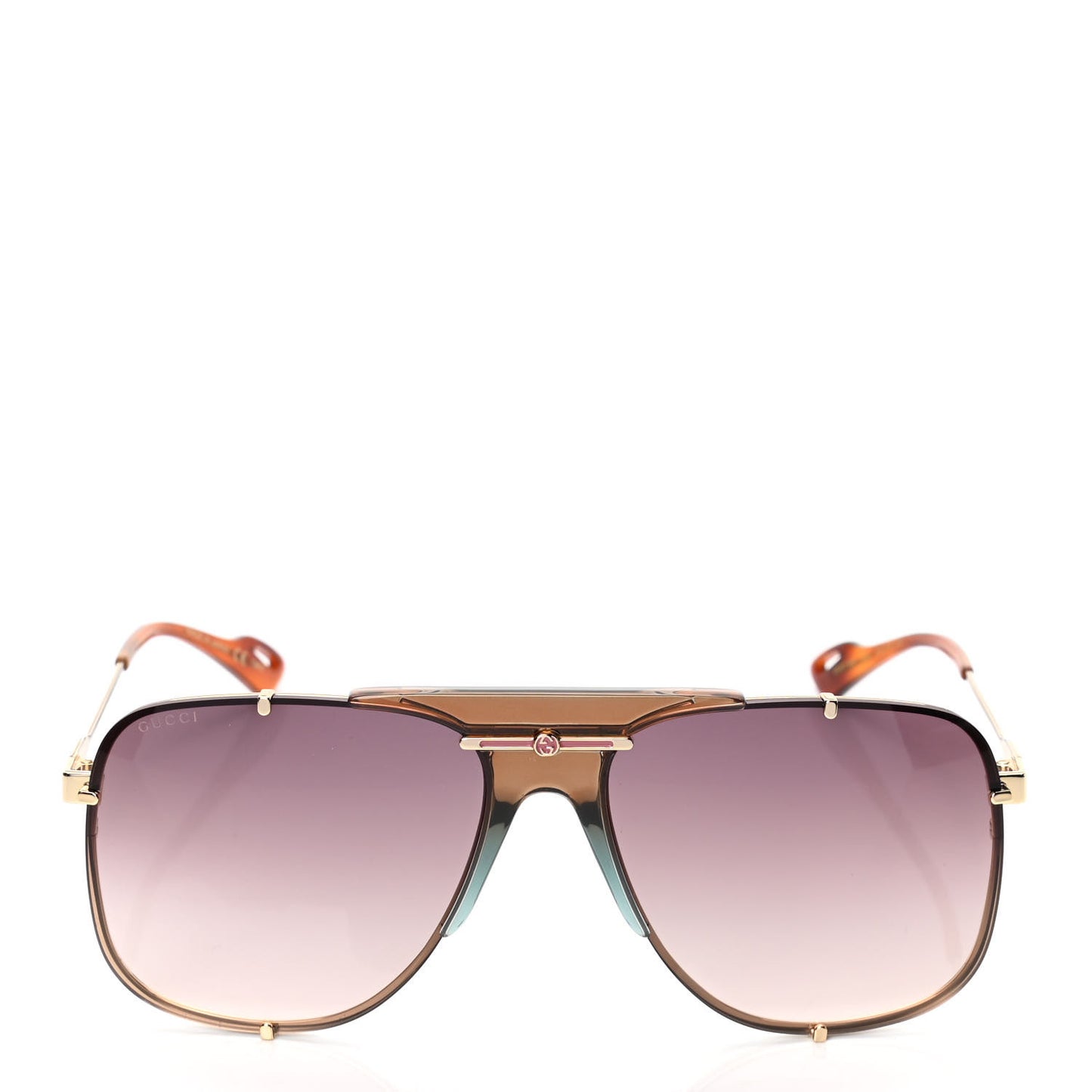 Metal Square Frame Sunglasses GG0739S Brown