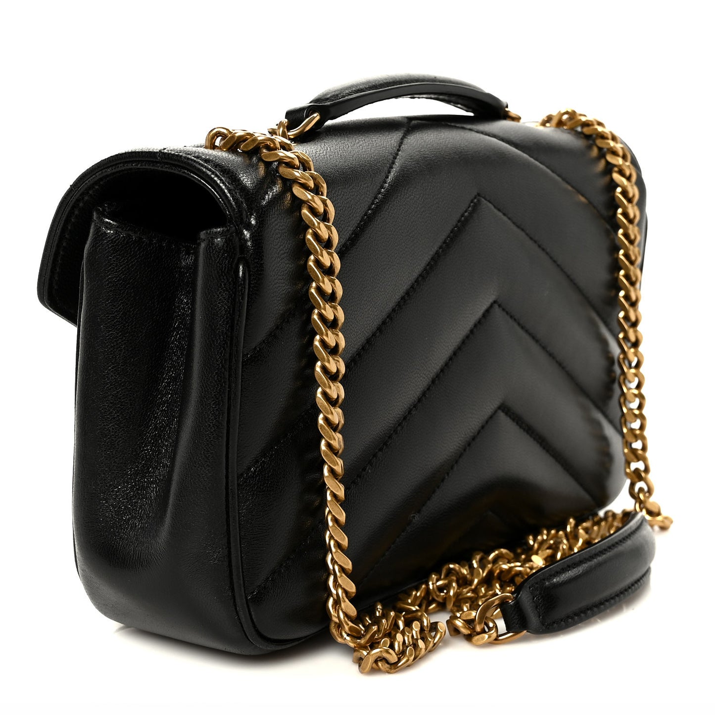Lambskin Chevron Quilted Small LouLou Black