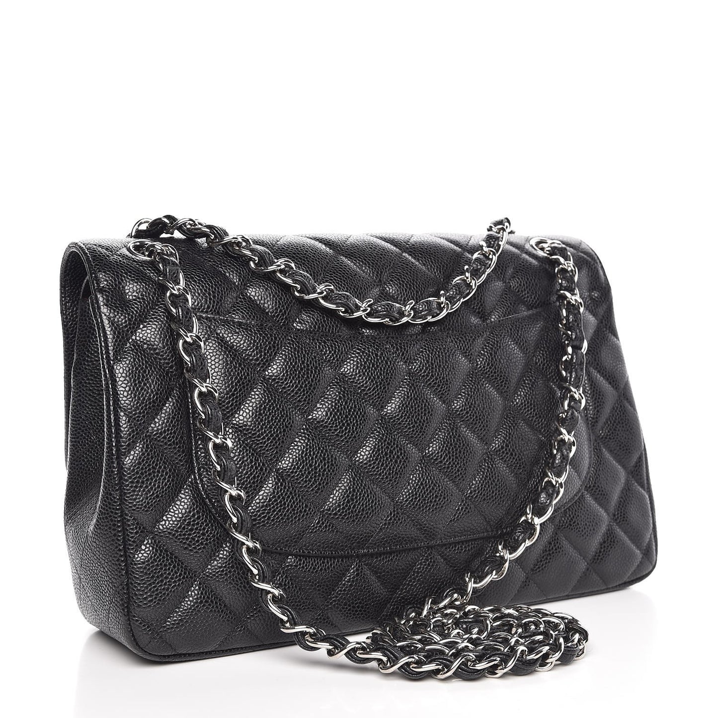 Caviar Quilted Jumbo Double Flap Black