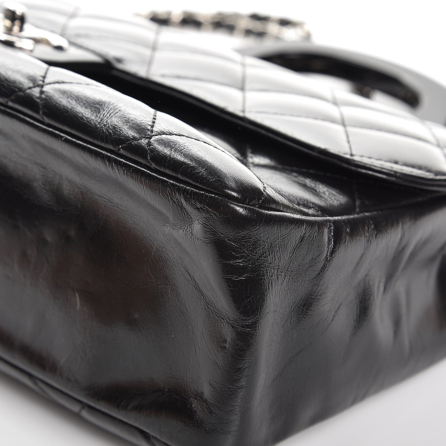Glazed Calfskin Quilted Small CC Delivery Tote Black