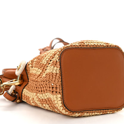 Fendi Raffia Vitello Seta F is Fendi FF Woven Mini Mon Tresor Bucket Bag Brick Natural 9 of 10